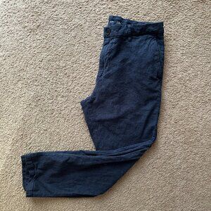 Old Navy Pants Mens 34x28 Mid Rise Linen Blend Slim Chino Navy Blue Preppy